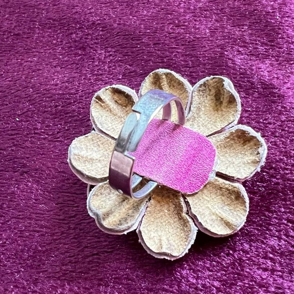 Rose Mauve Fabric Flower Costume Fashion Adjustable Ring, small - Picture 9 of 9